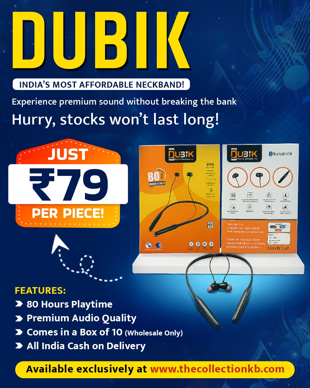 DUBIK neckband at ₹79 wholesale — India's most affordable neckband for retailers